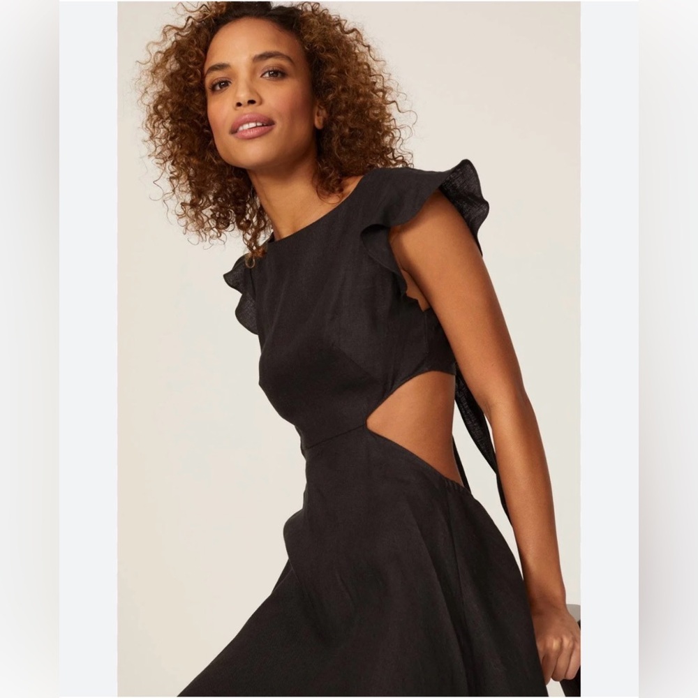 Marissa Web Kingsley Linen Cut Out Midi Dress